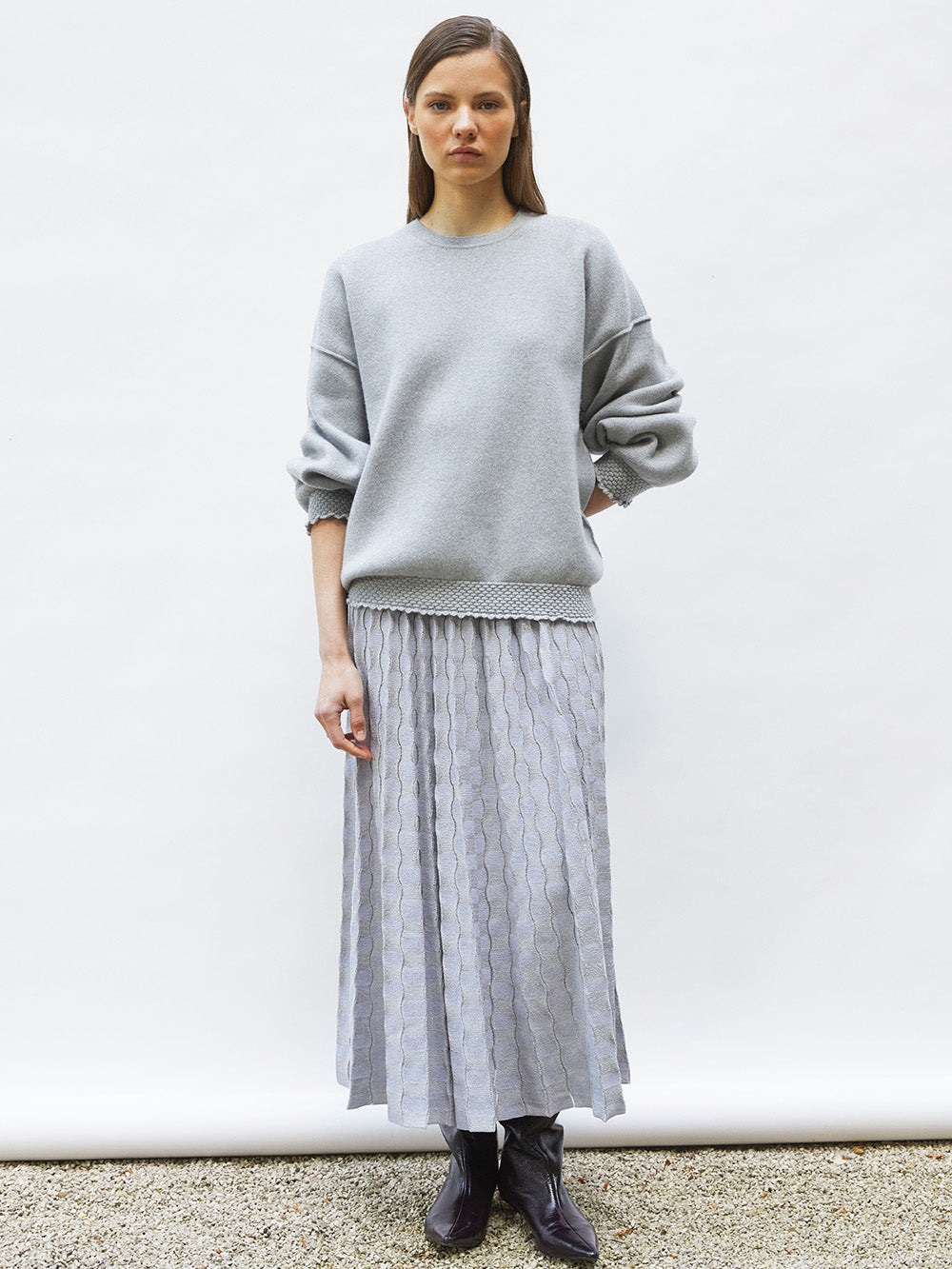 JUPE DELICATE GRIS PERLE