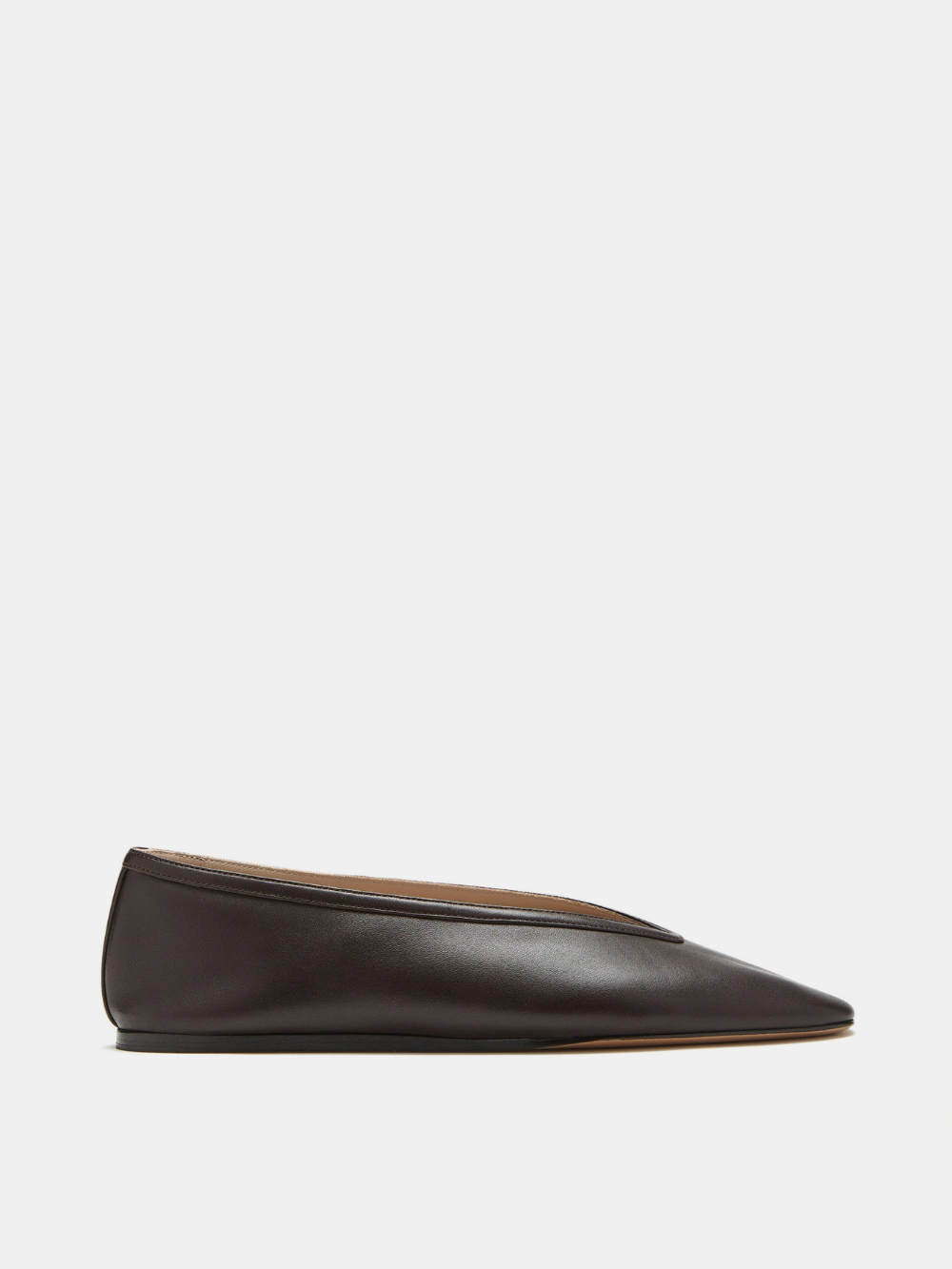 LUNA BLACK LEATHER BALLERINA FLATS