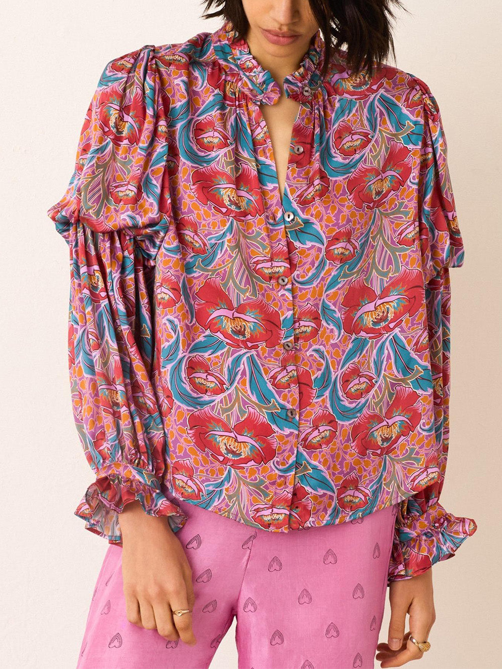 MAZIE SUMMER FIG SILK SHIRT