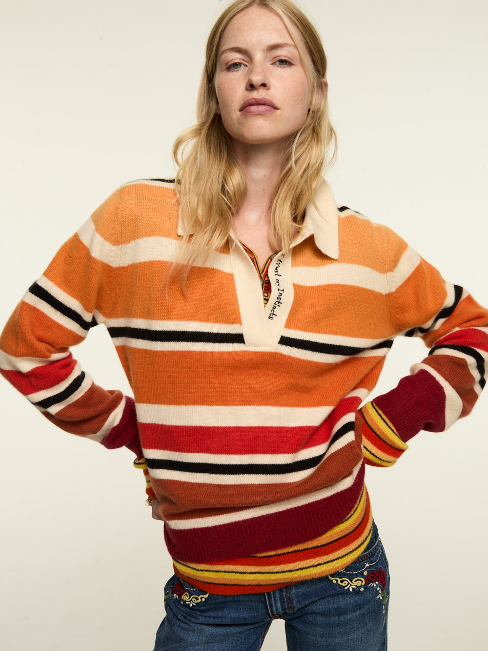 ORANGE POLO SWEATER