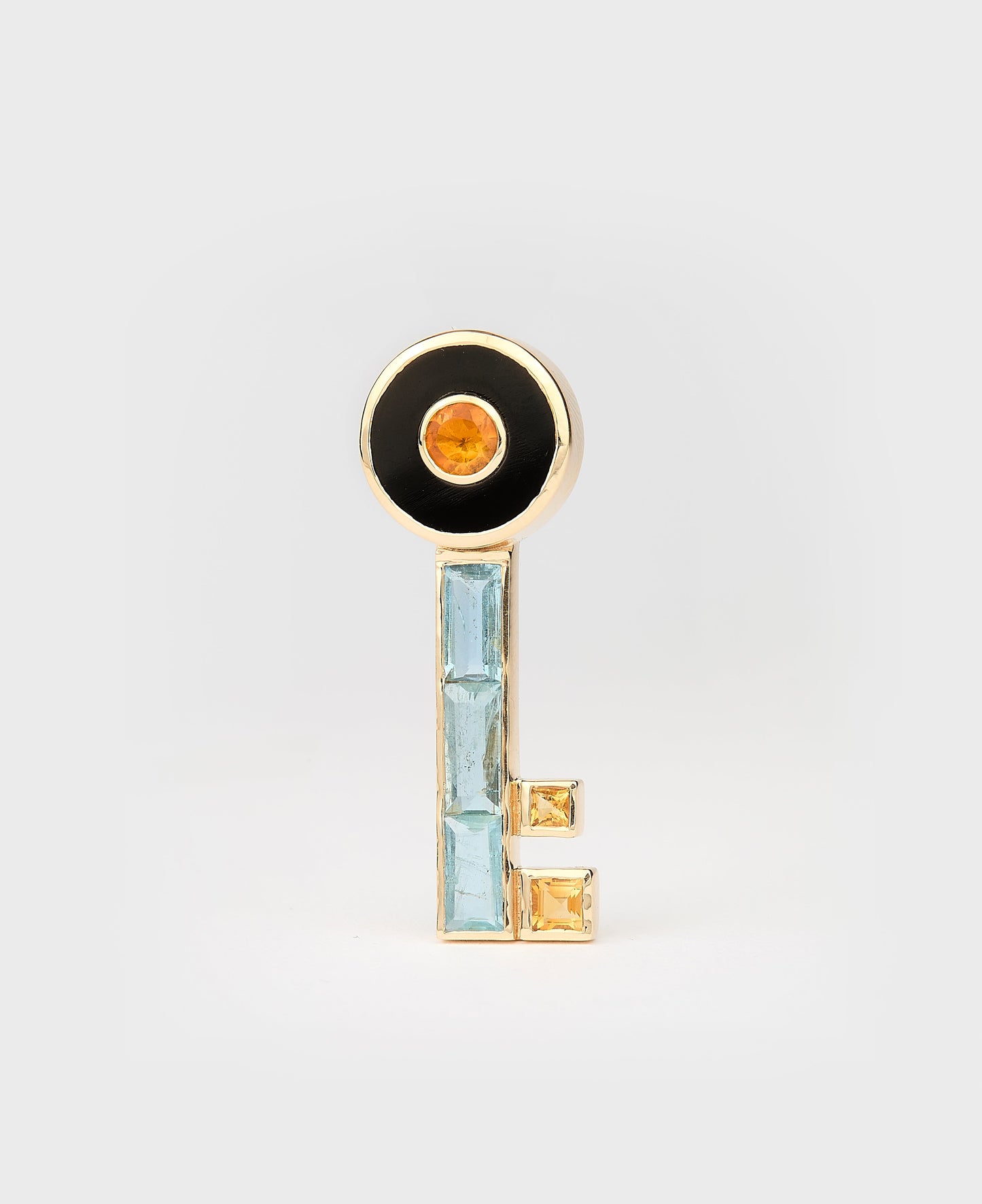 PENDENTIF CLÉ AIGUE-MARINE & CITRINE