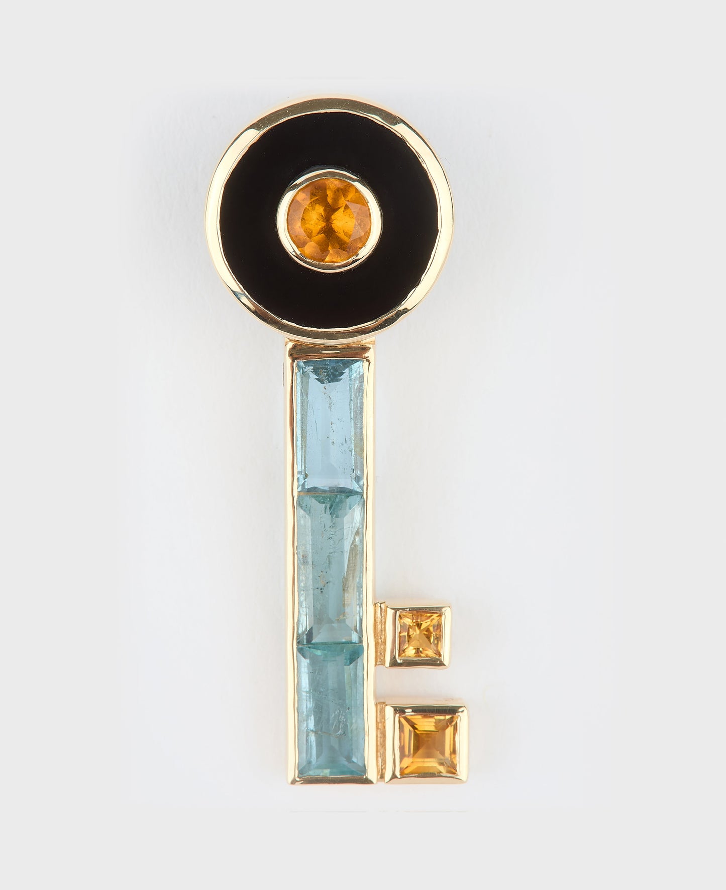 PENDENTIF CLÉ AIGUE-MARINE & CITRINE