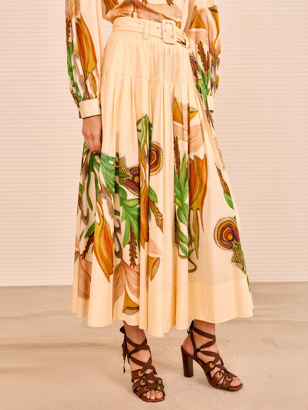 THREAD-LINED MIDI SKIRT