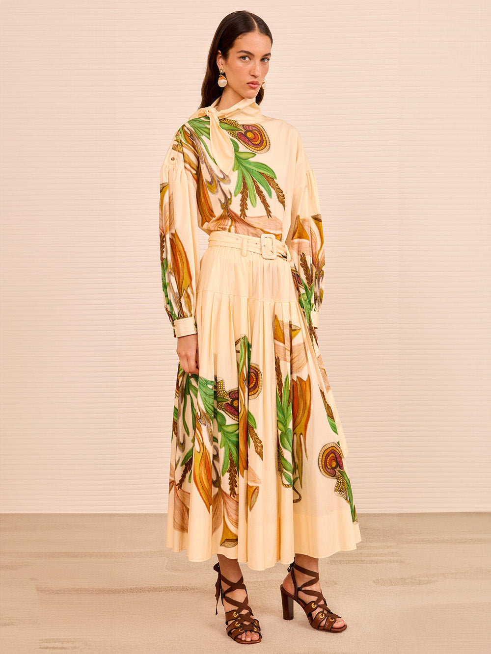 THREAD-LINED MIDI SKIRT