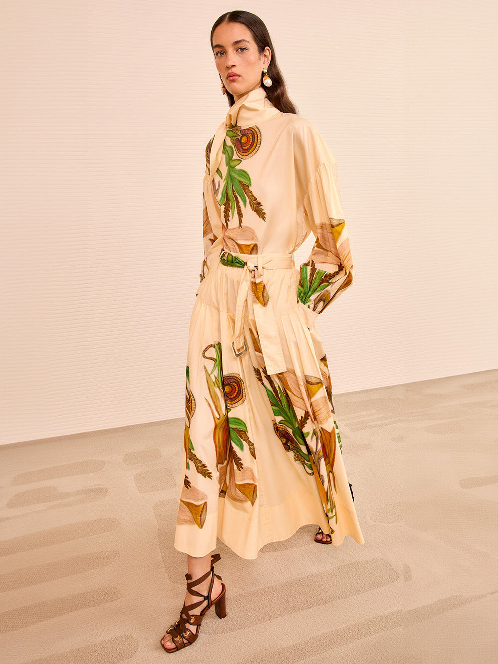 THREAD-LINED MIDI SKIRT