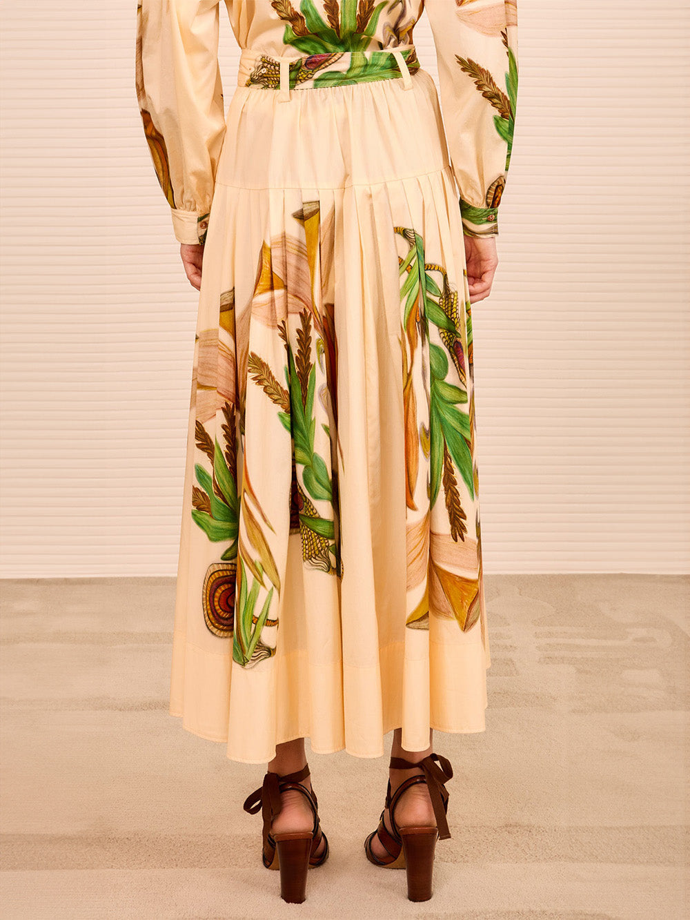 THREAD-LINED MIDI SKIRT