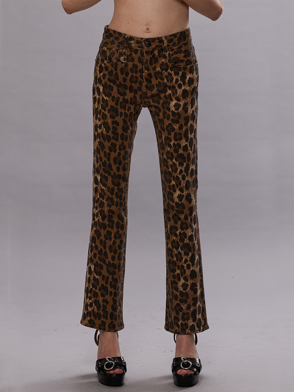 KICK FIT STONE WASHED LEOPARD JEANS