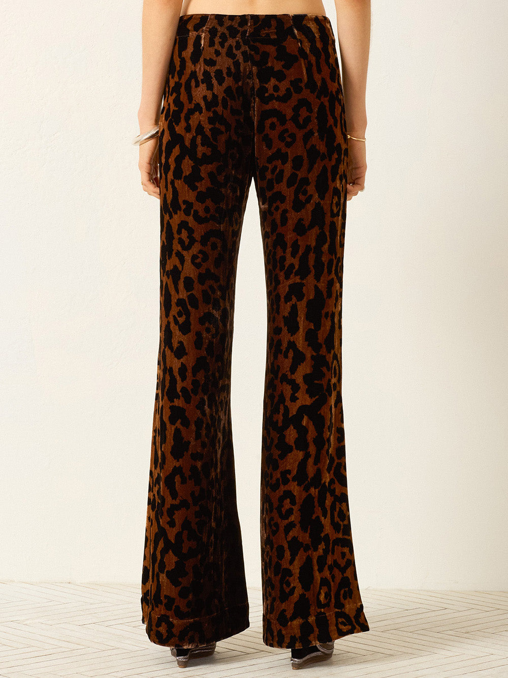 FARAH LEOPARD PRINT VELVET TROUSERS