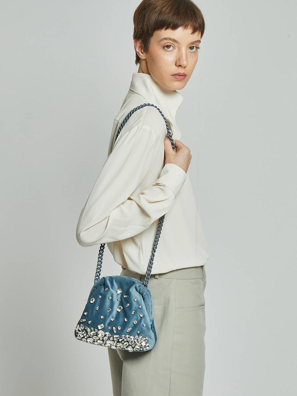 SAC PEPITA STRASS ACCIAIO