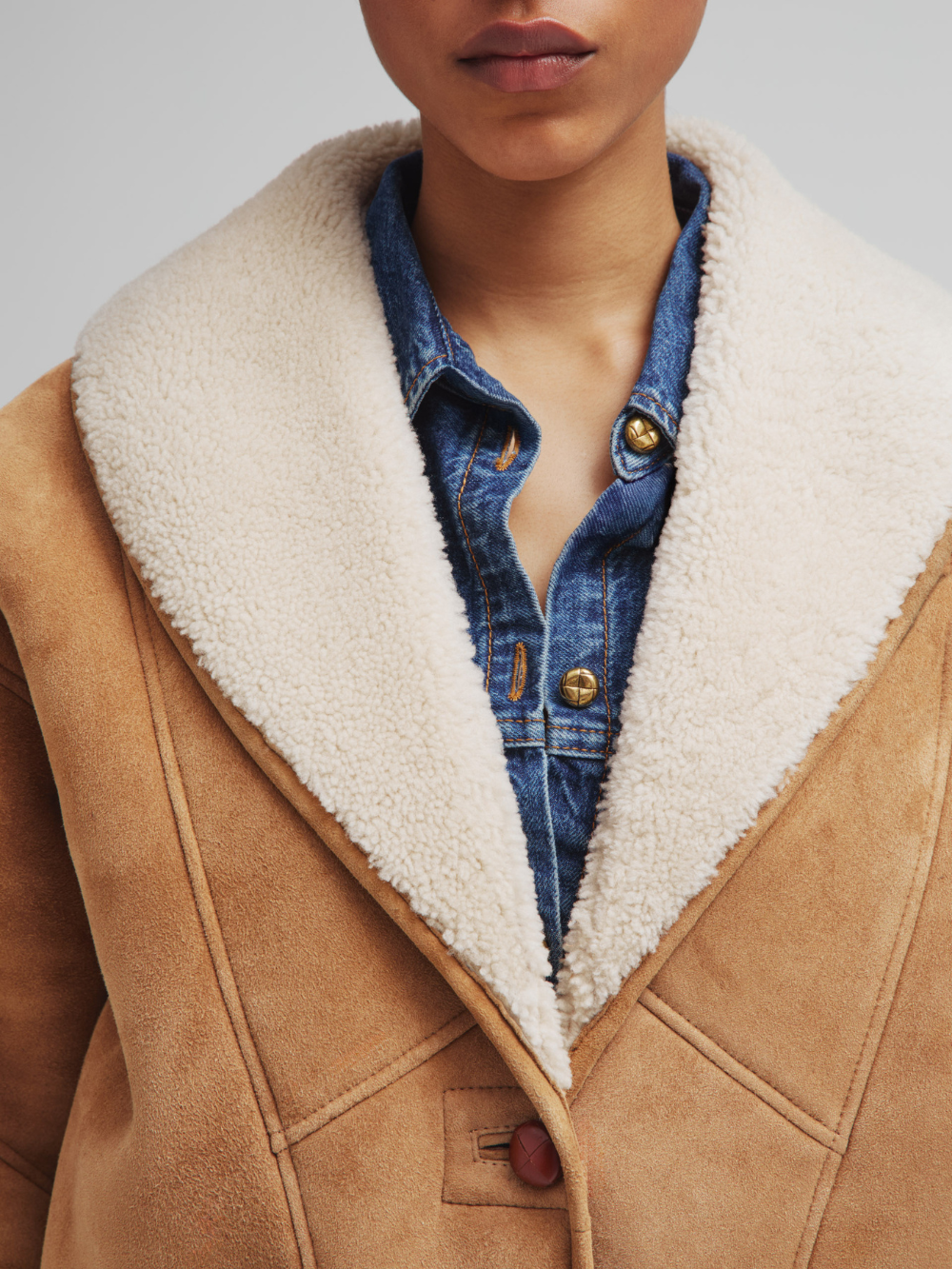 MANTEAU TATOOSH SHEARLING CAMEL