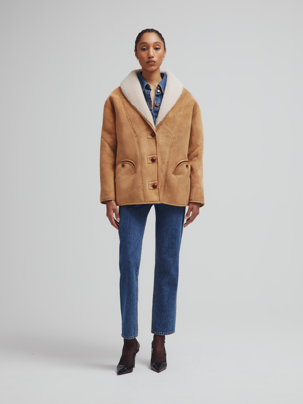 MANTEAU TATOOSH SHEARLING CAMEL