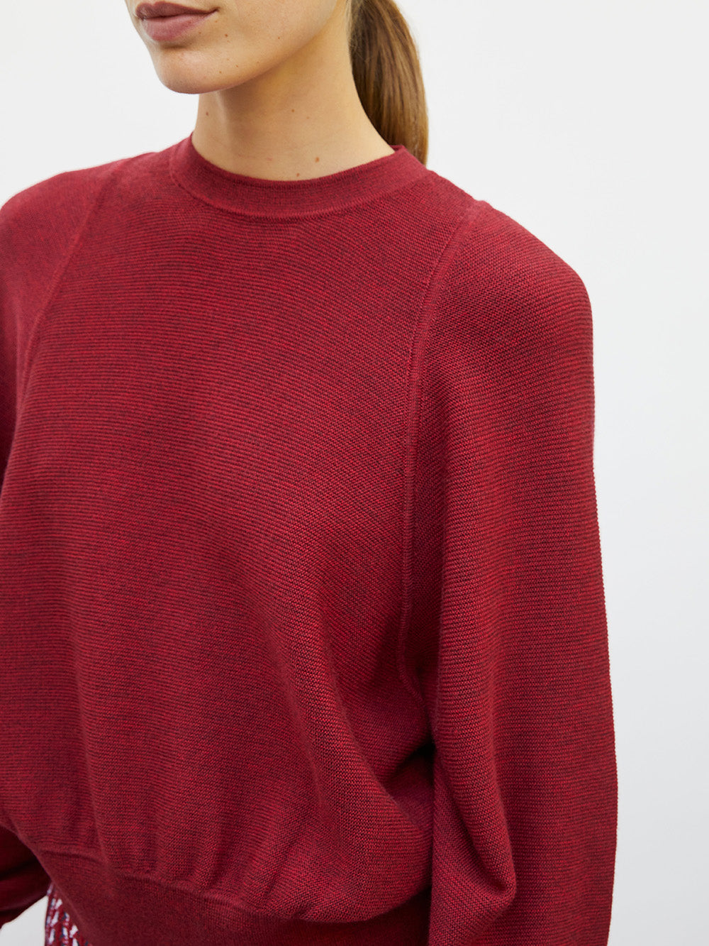 PULL JOUR ROUGE MOULINÉ