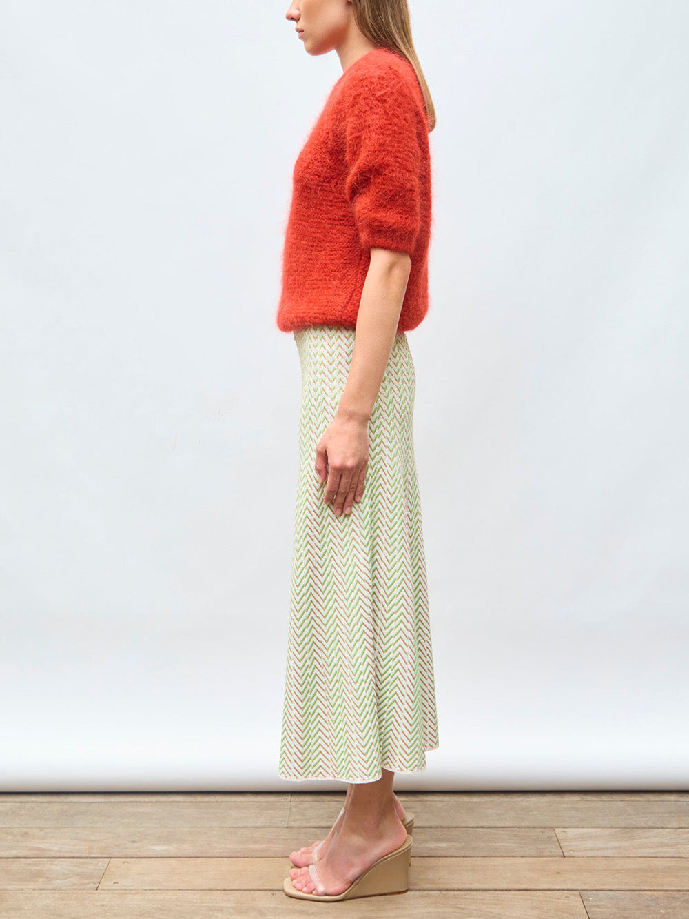 BUCKINGHAM GREEN CHEVRON SKIRT