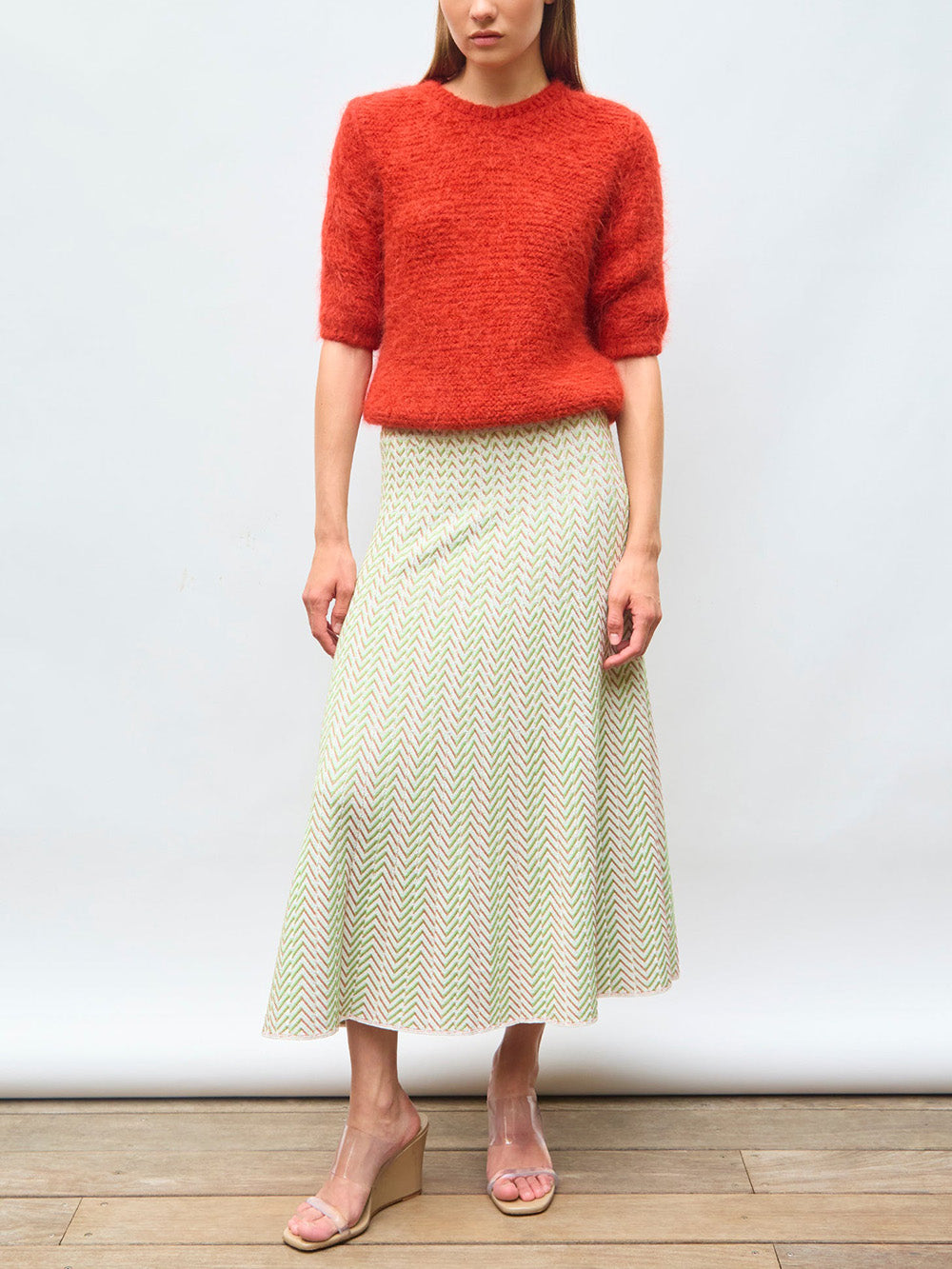 BUCKINGHAM GREEN CHEVRON SKIRT