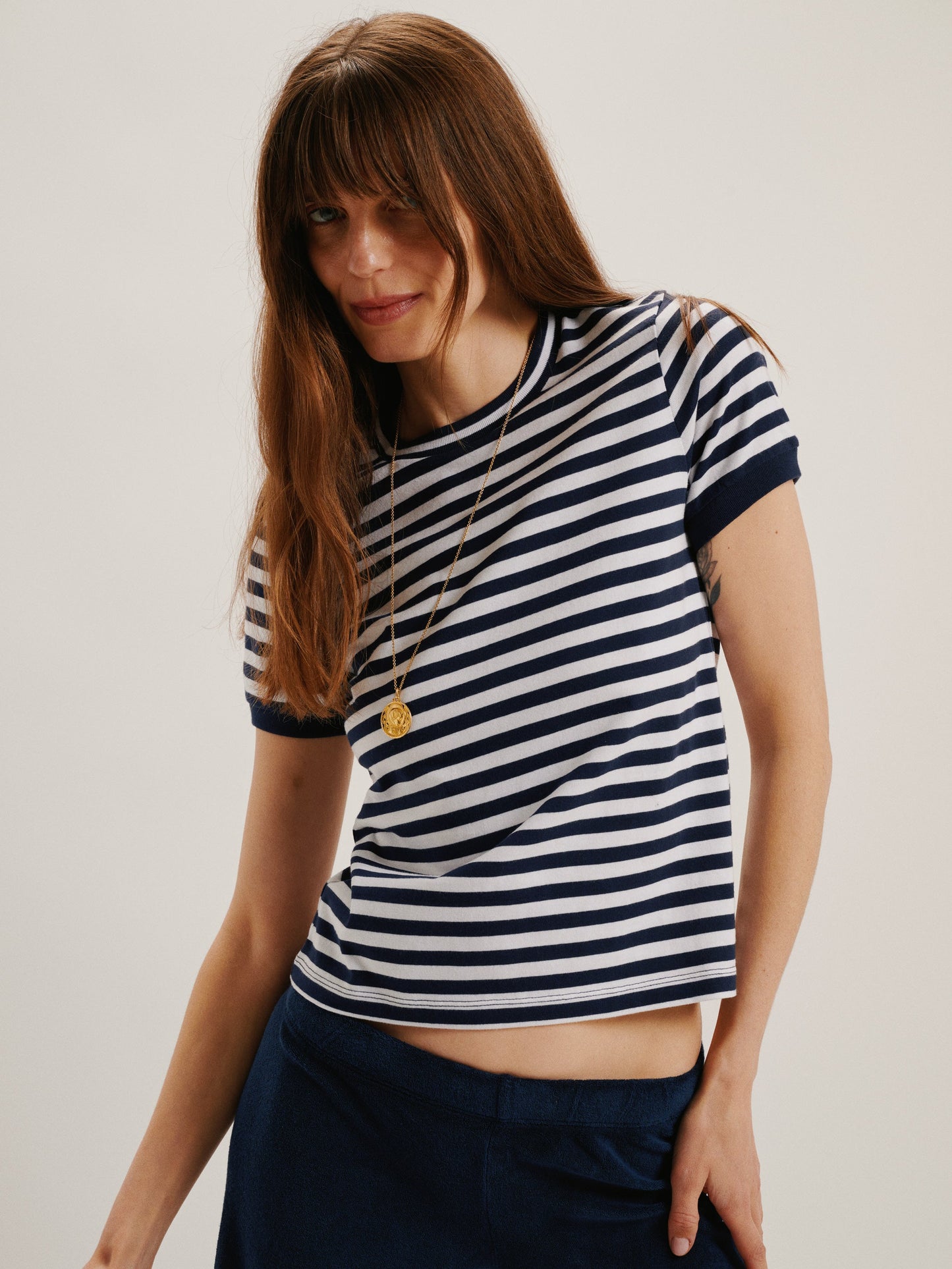 SYMI T-SHIRT NAVY STRIPES