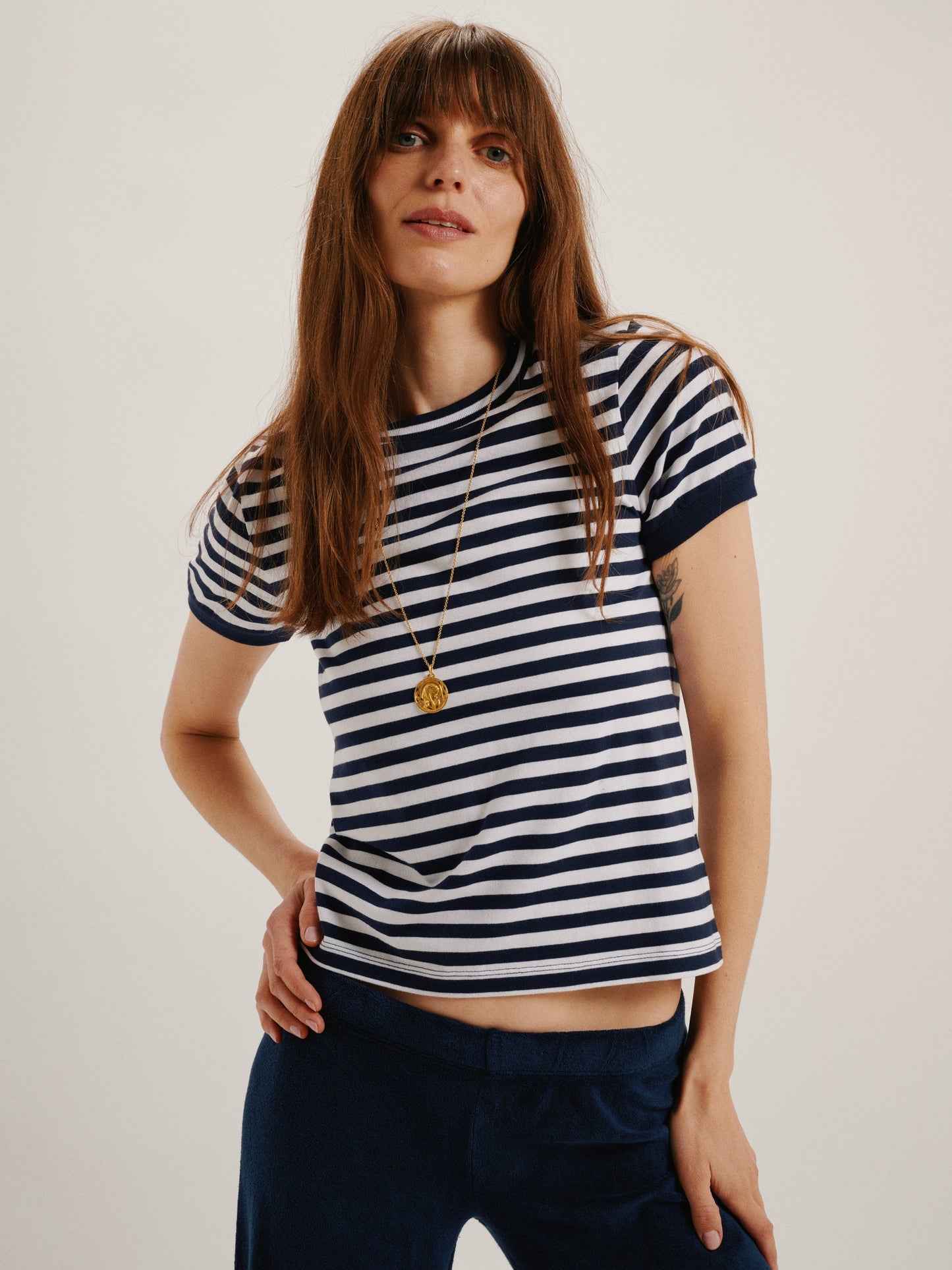 SYMI T-SHIRT NAVY STRIPES
