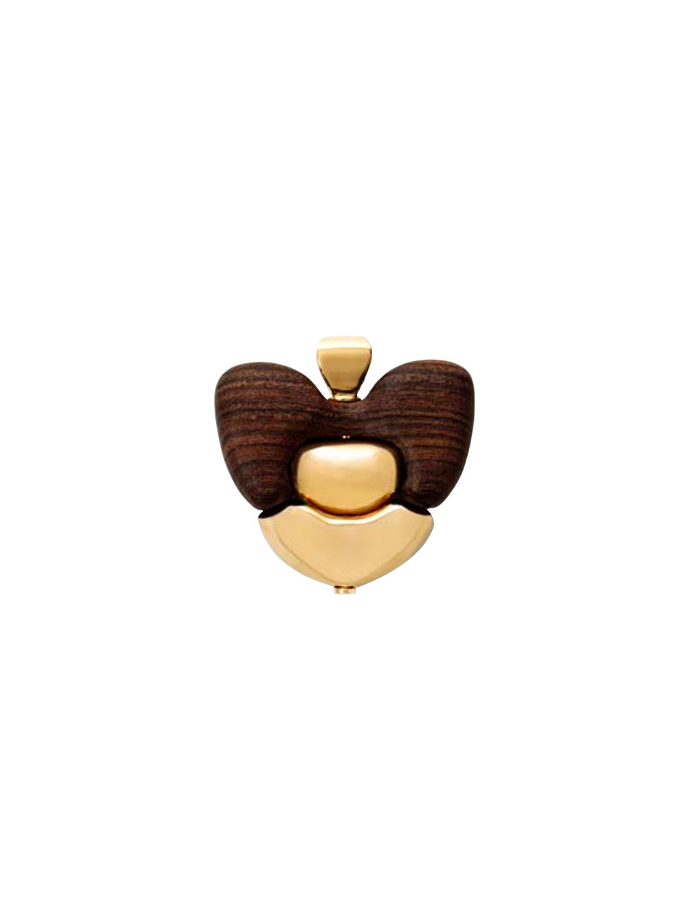 PENDENTIF TOTEM COEUR BOIS & OR