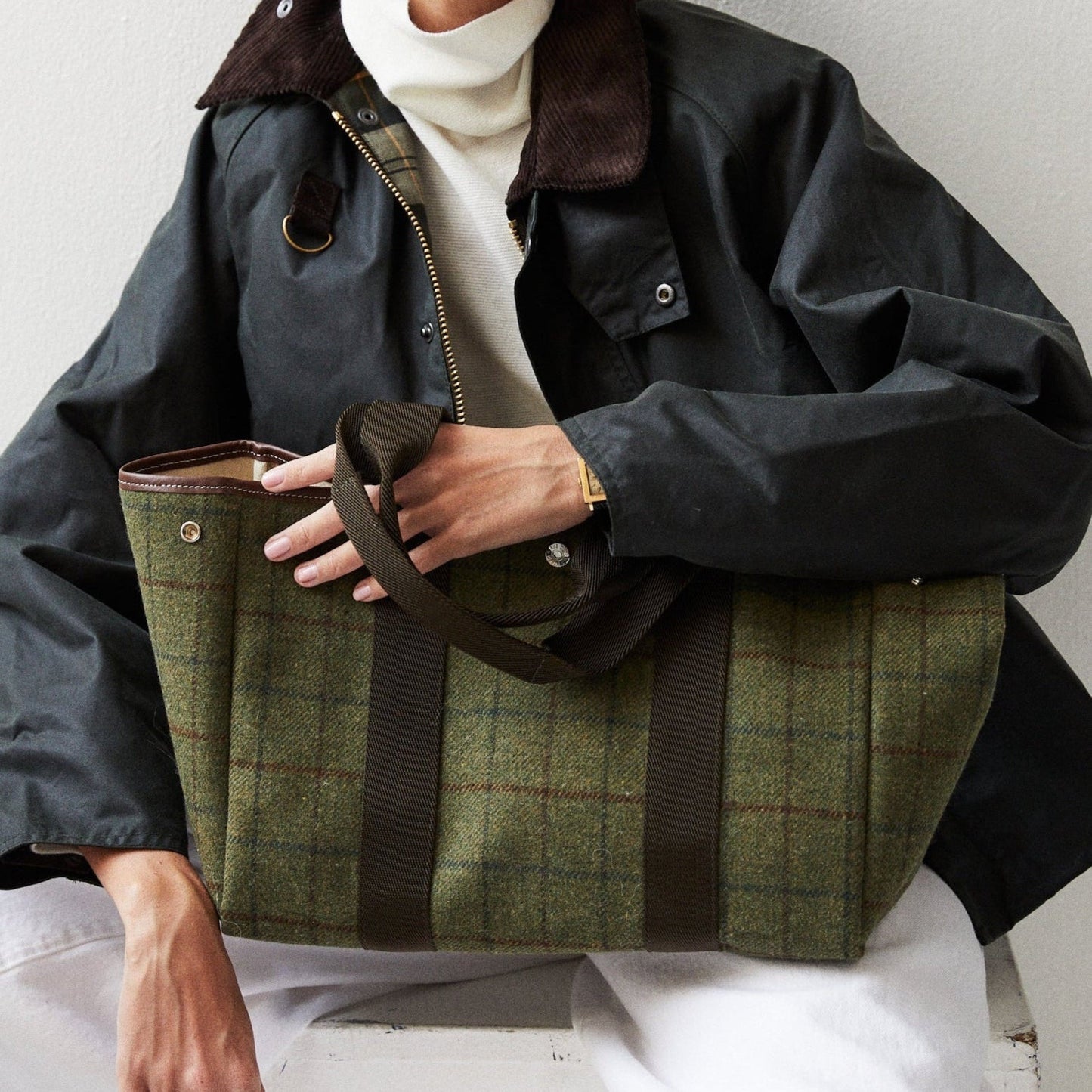 SAC TRAVERSÉE M HUNTING TWEED KAKI