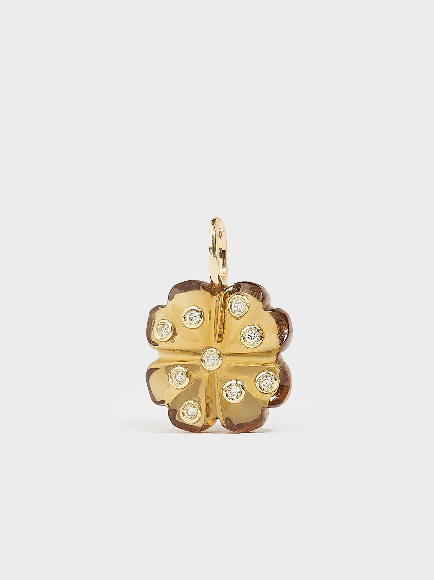PENDENTIF TRÈFLE QUARTZ MIEL