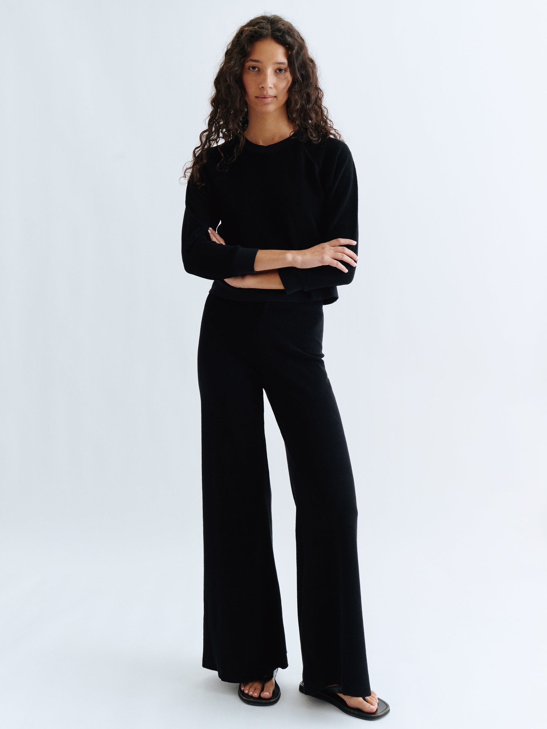 ZEPHYRA FLARE BLACK TROUSERS