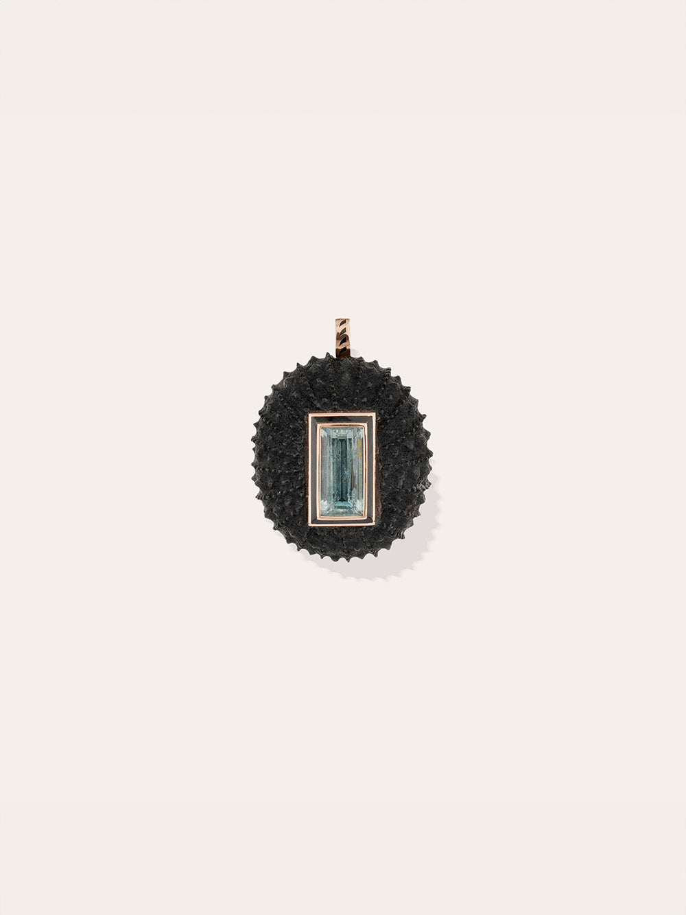 EBONY & AQUAMARINE SEA URCHIN PENDANT