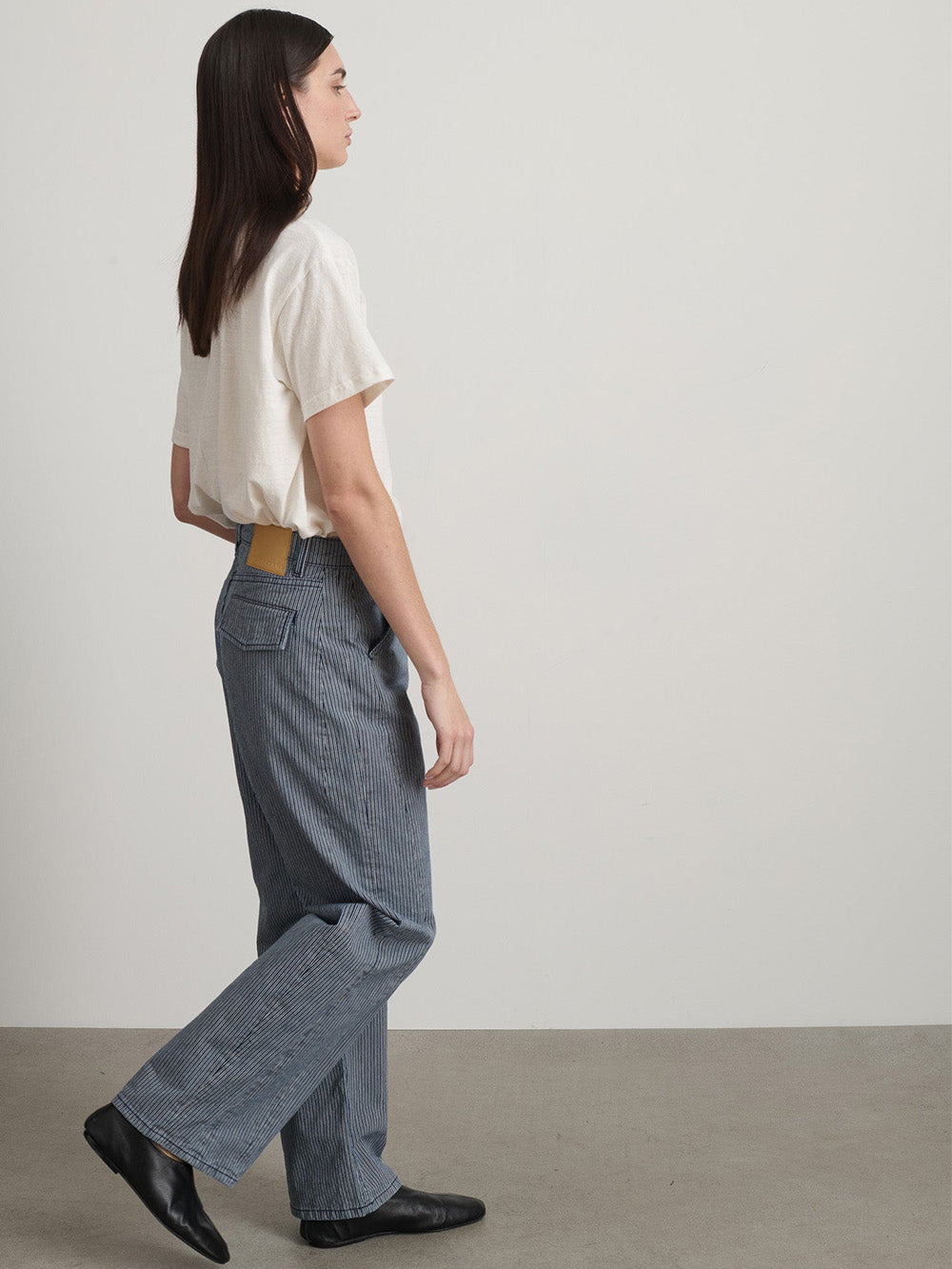 JEAN LANGE LASSO INDIGO RAYURES BLANCHES