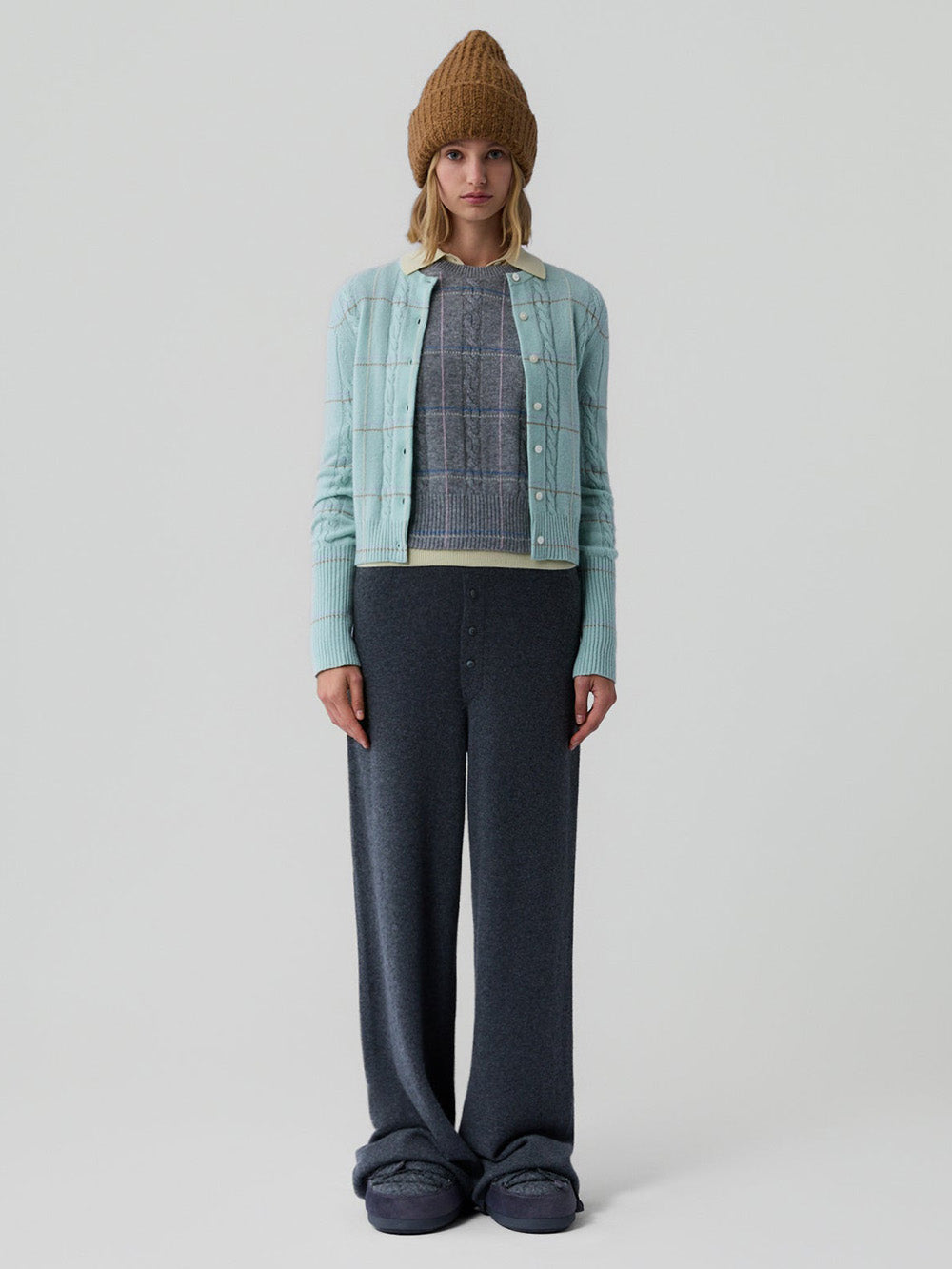 CARDIGAN JANE CHECK SEAGLASS