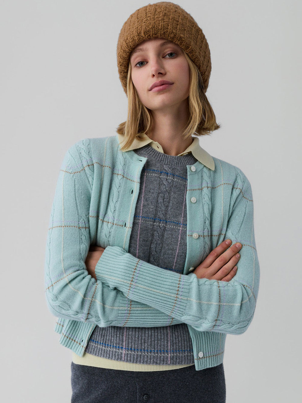 CARDIGAN JANE CHECK SEAGLASS