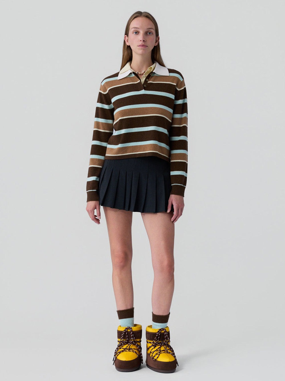 Striped Chestnut Combo Rugby Sweater