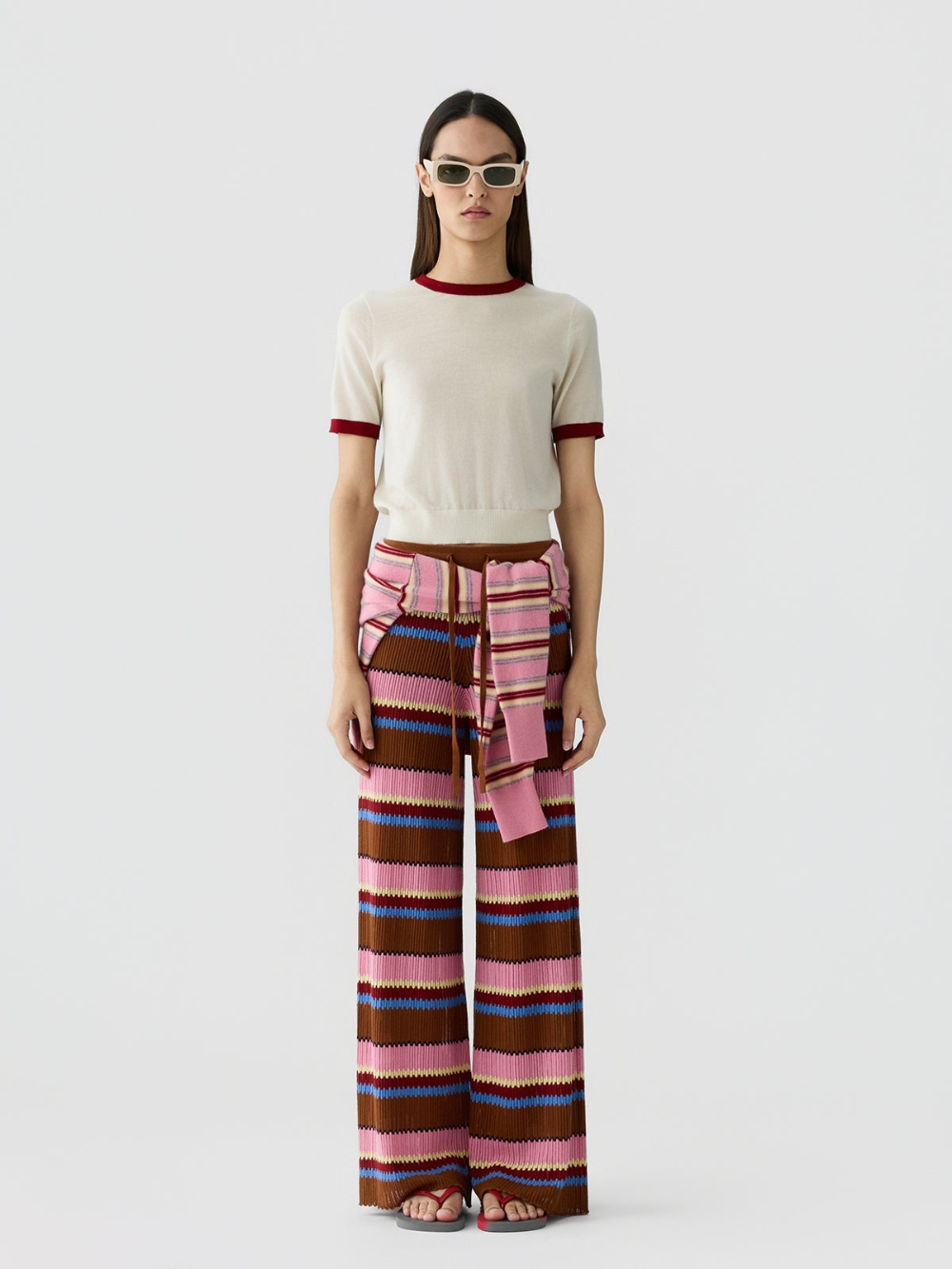RINGY AIRY CARMINE CREAM T-SHIRT
