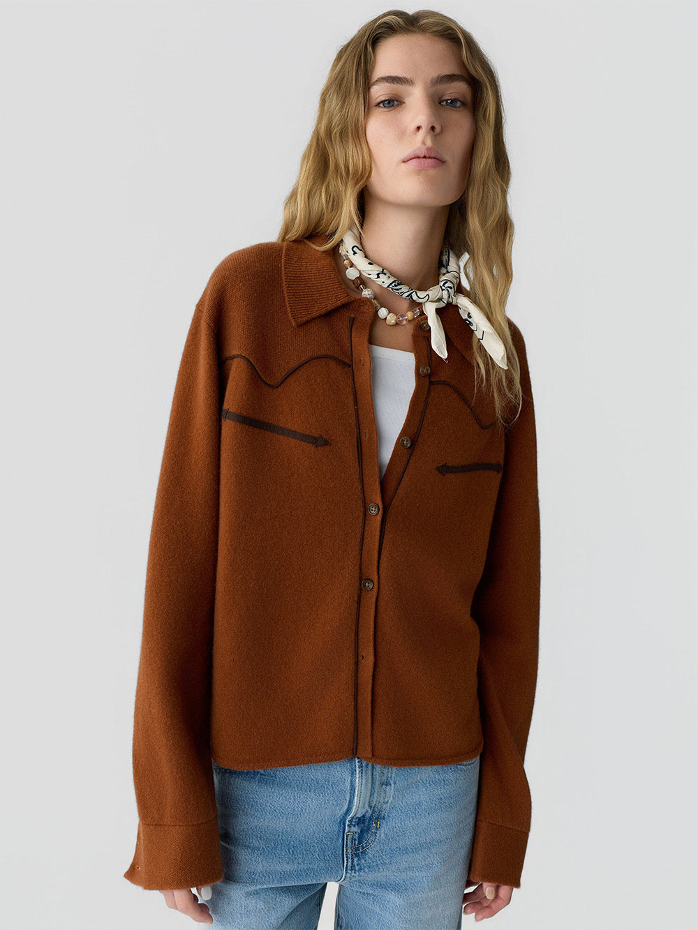 CHEMISE CROPPED WESTERN BURNT SIENNA