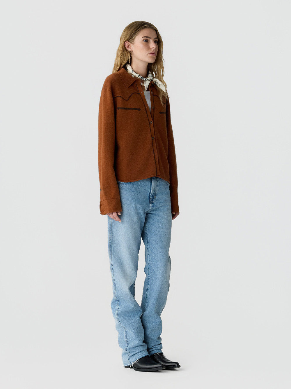 CHEMISE CROPPED WESTERN BURNT SIENNA