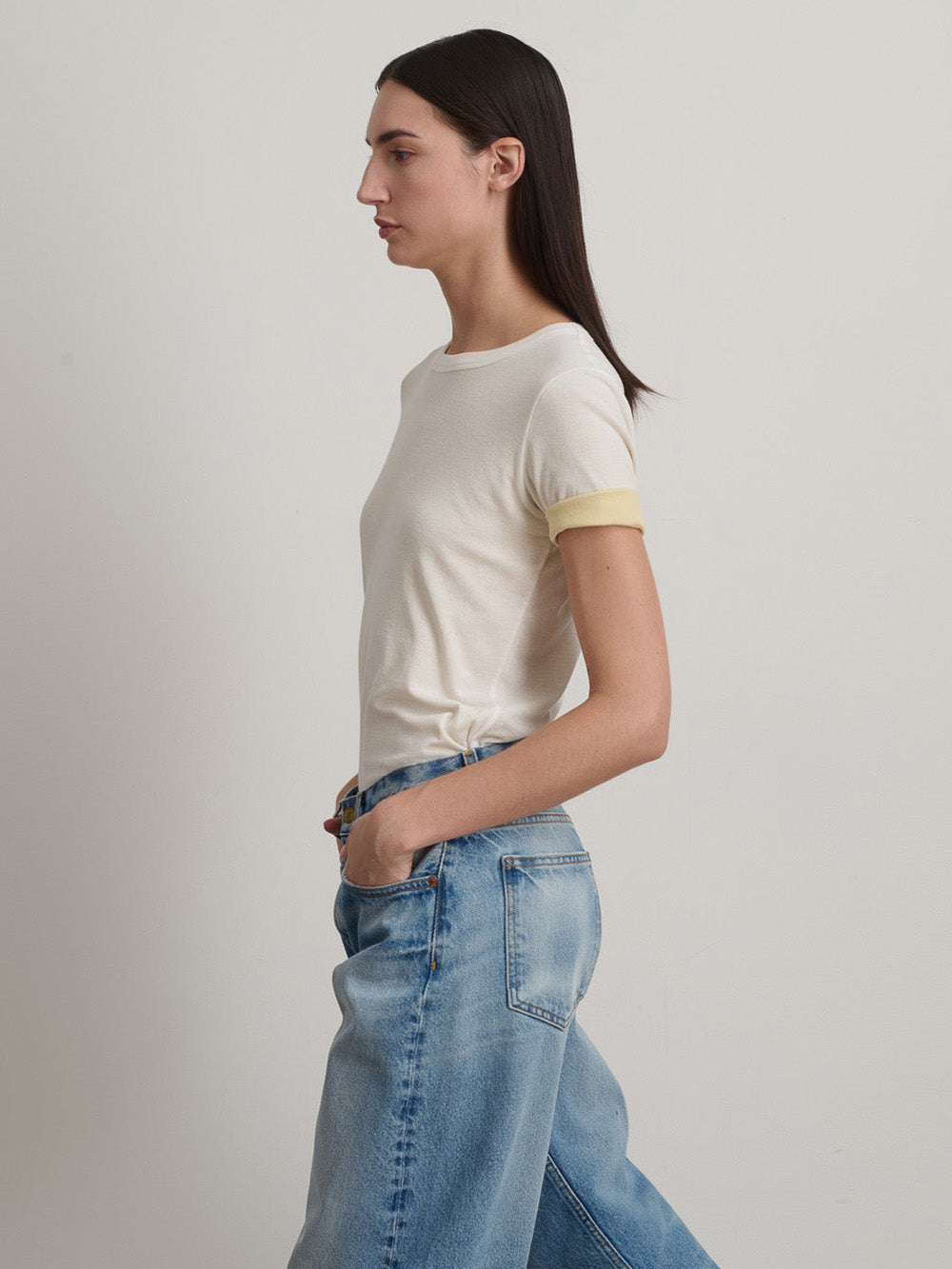 T-SHIRT DOUBLE WHITE YELLOW