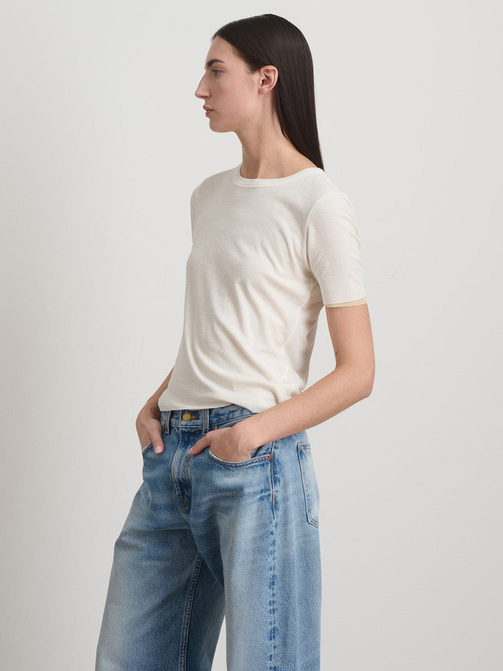 T-SHIRT DOUBLE WHITE YELLOW