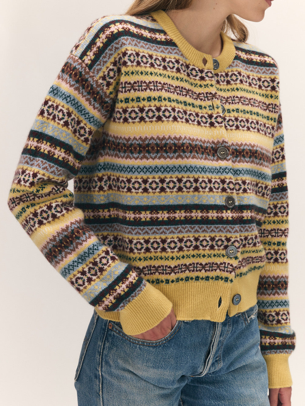 CARDIGAN ADA FAIRISLE YELLOW