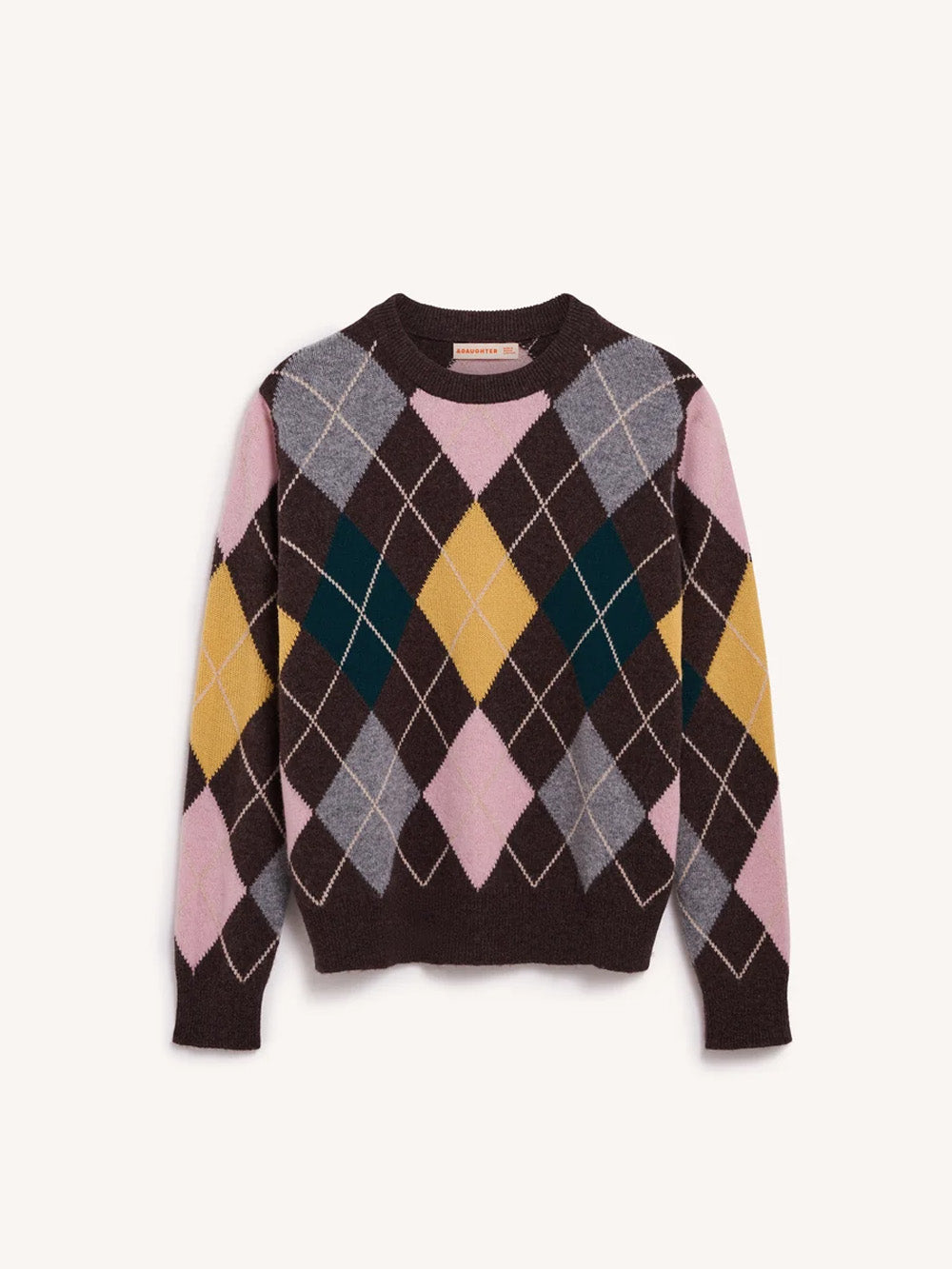 AVA ARGYLE ROUND NECK SWEATER