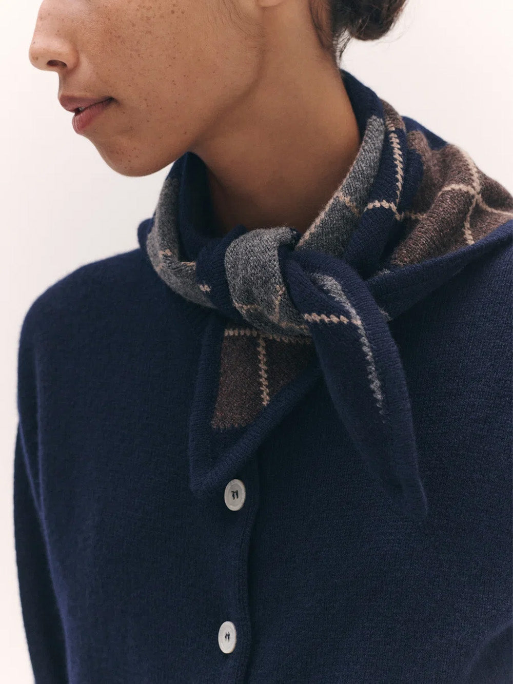 FOULARD ARGYLE NAVY & MARRON