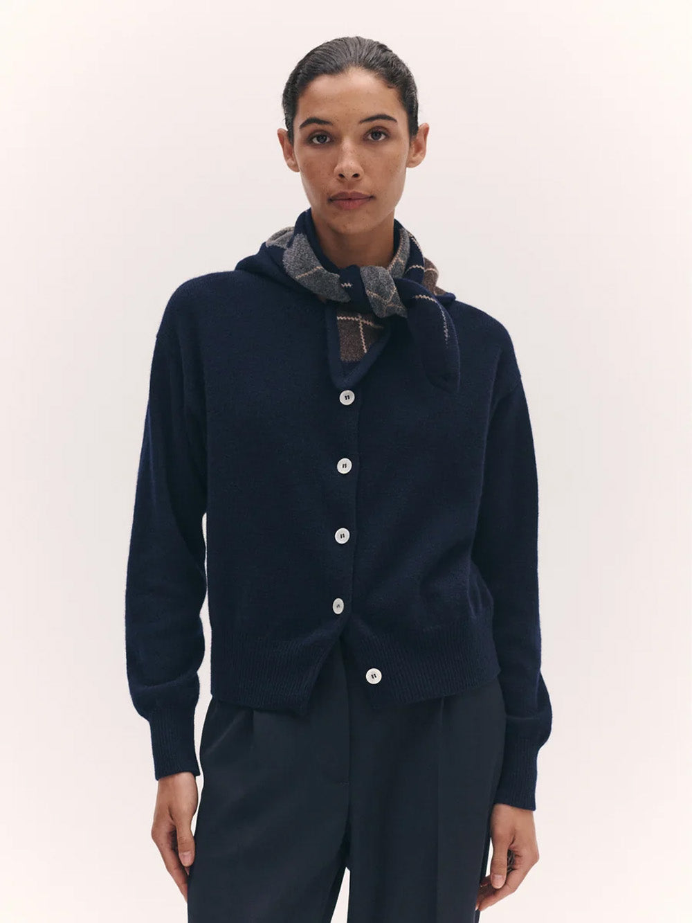 FOULARD ARGYLE NAVY & MARRON