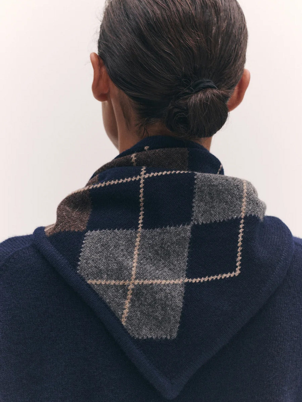 FOULARD ARGYLE NAVY & MARRON