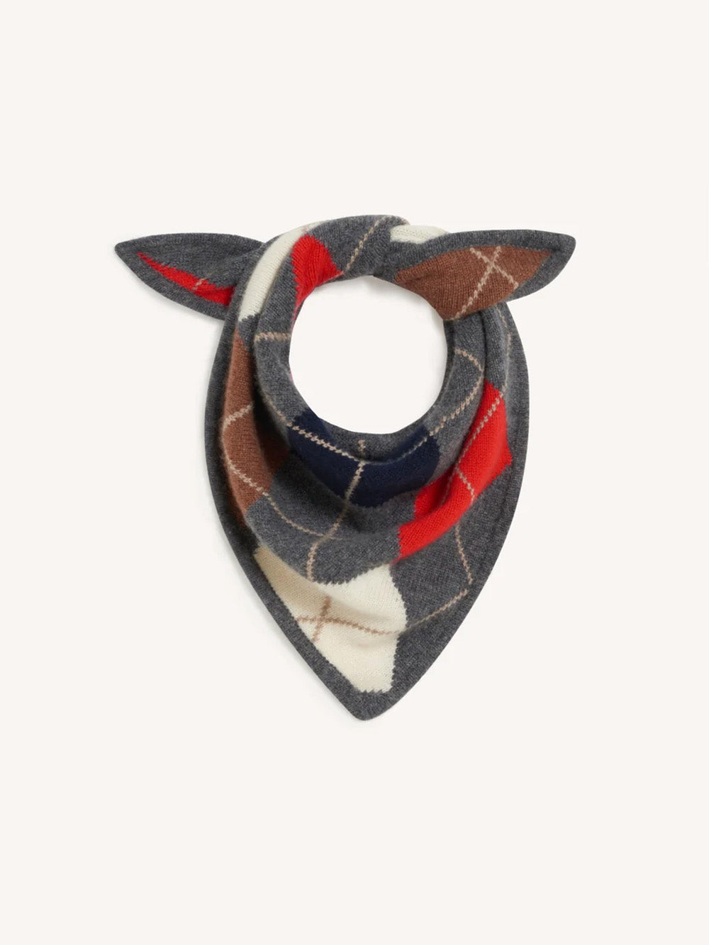 FOULARD ARGYLE GRIS, ROUGE & BLANC