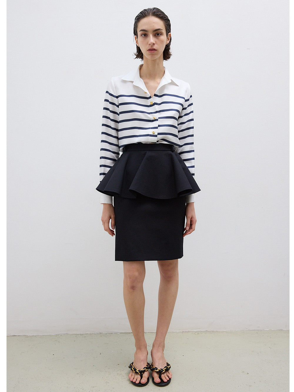 CONSTANCE NAVY BLUE STRIPED SHIRT