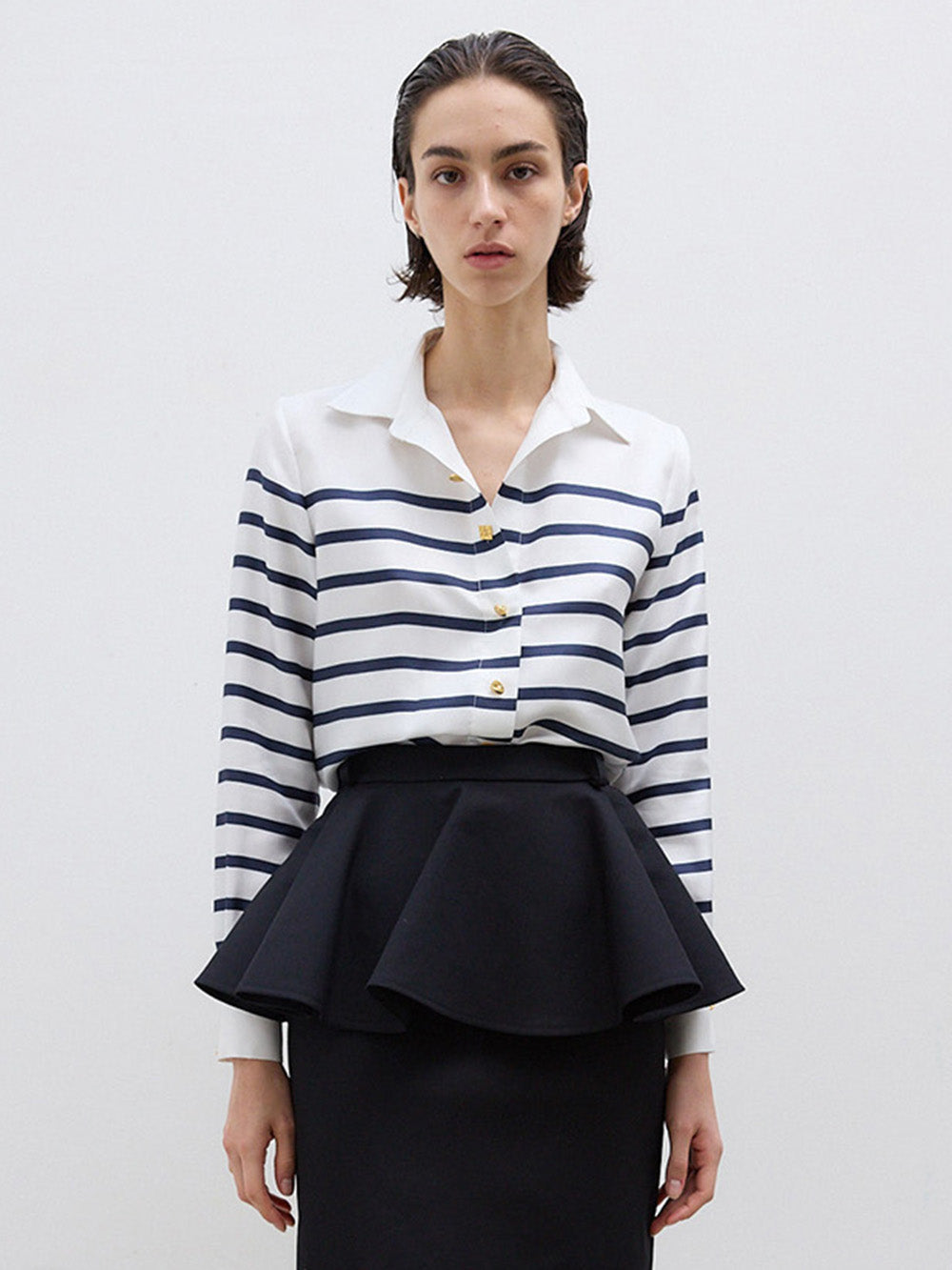 CONSTANCE NAVY BLUE STRIPED SHIRT