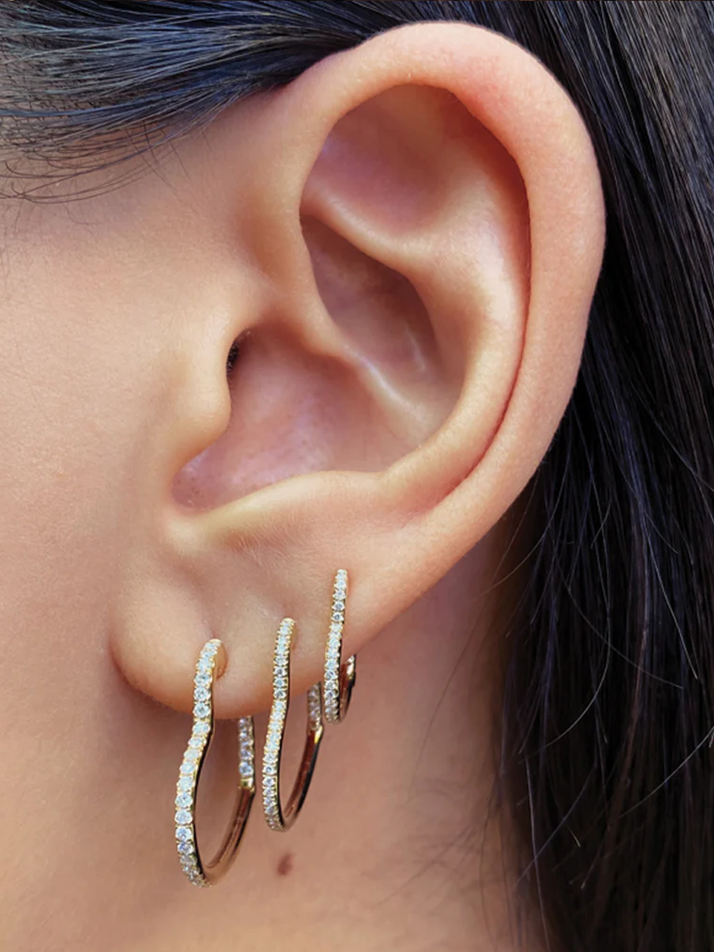 SMALL RING EARRINGS FORMS HEART DIAMONDS