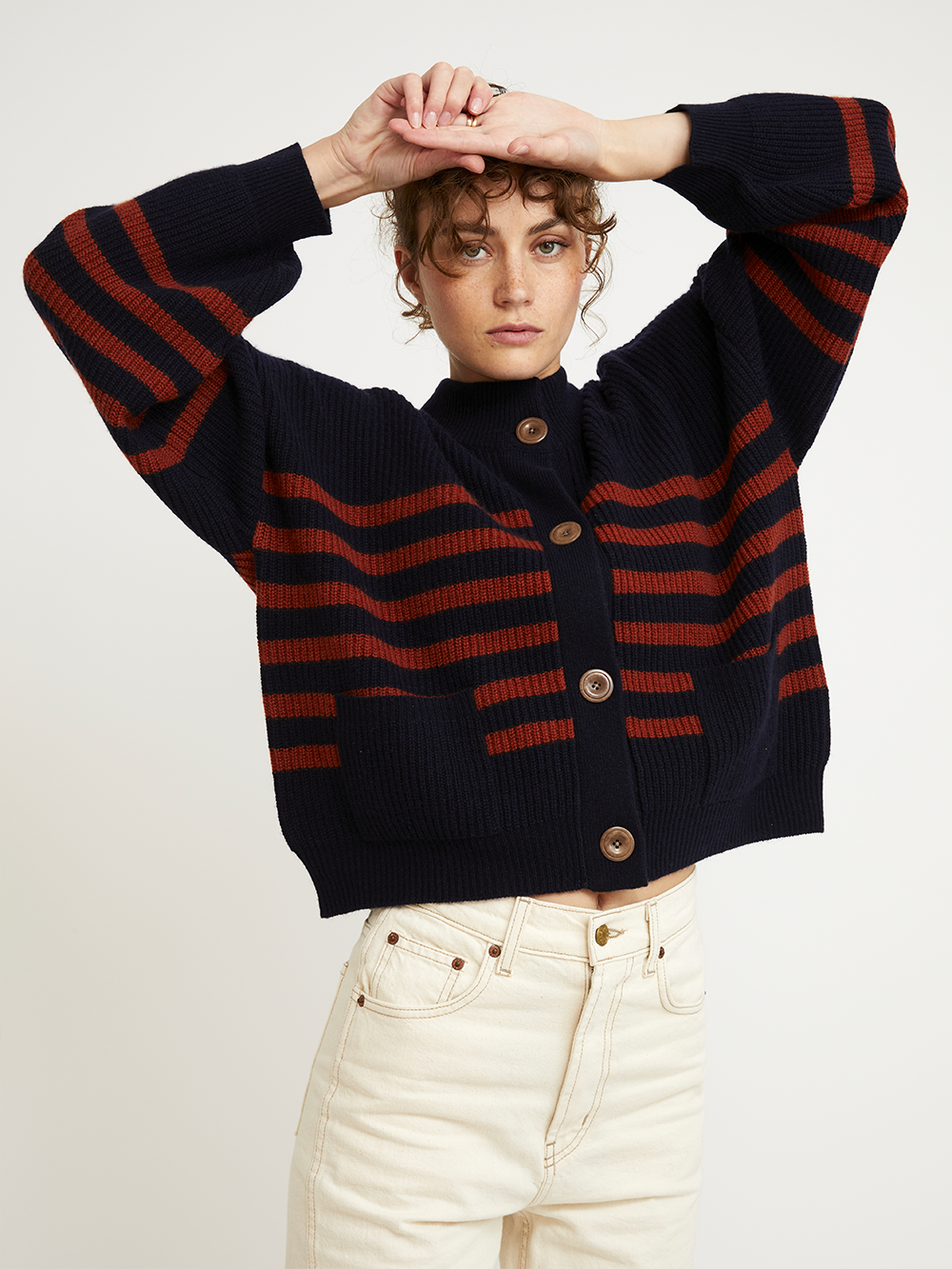 CARDIGAN ROY RAYURES HARISSA NAVY