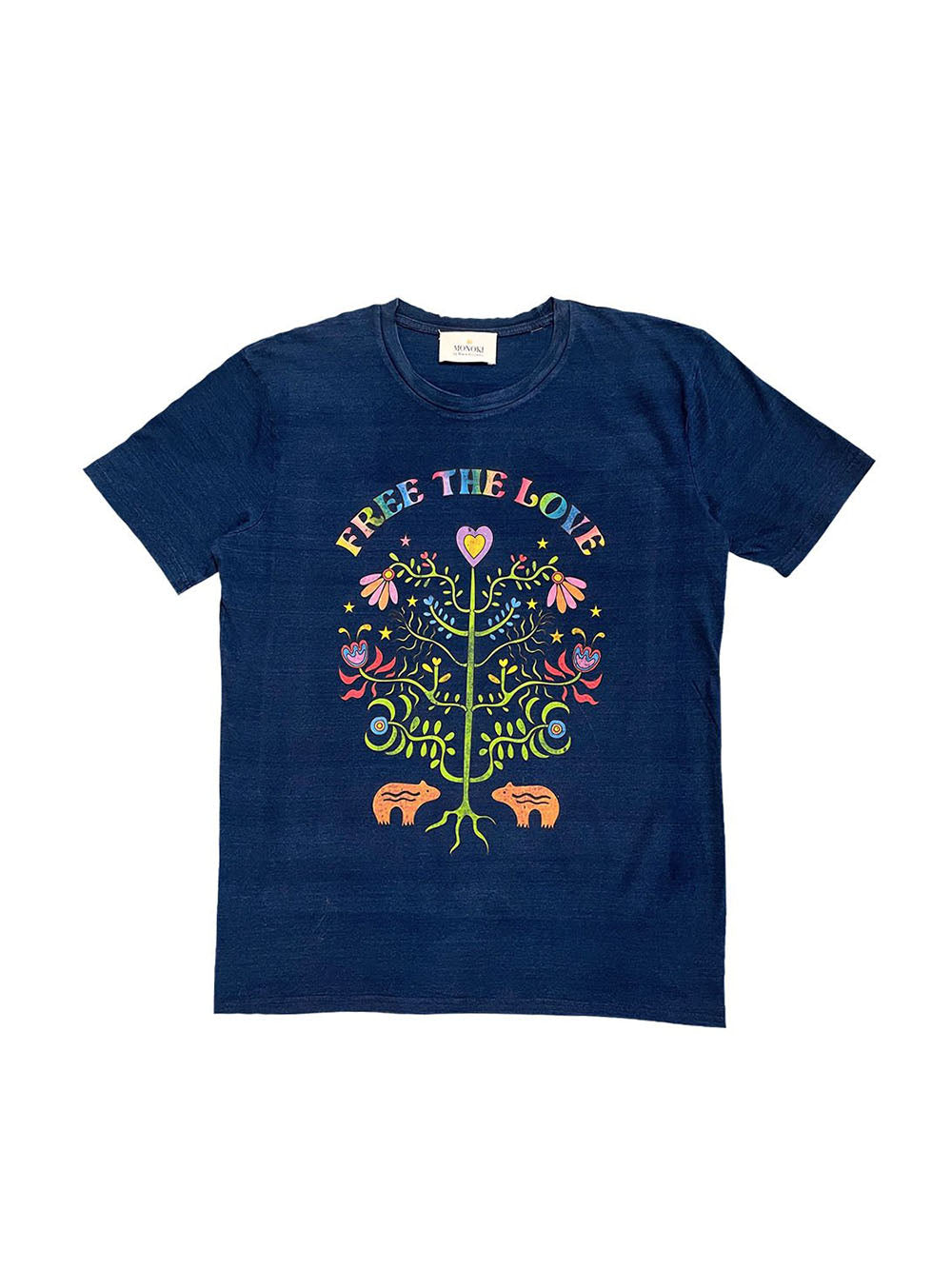 TEE SHIRT FREE THE LOVE BLEU MARINE