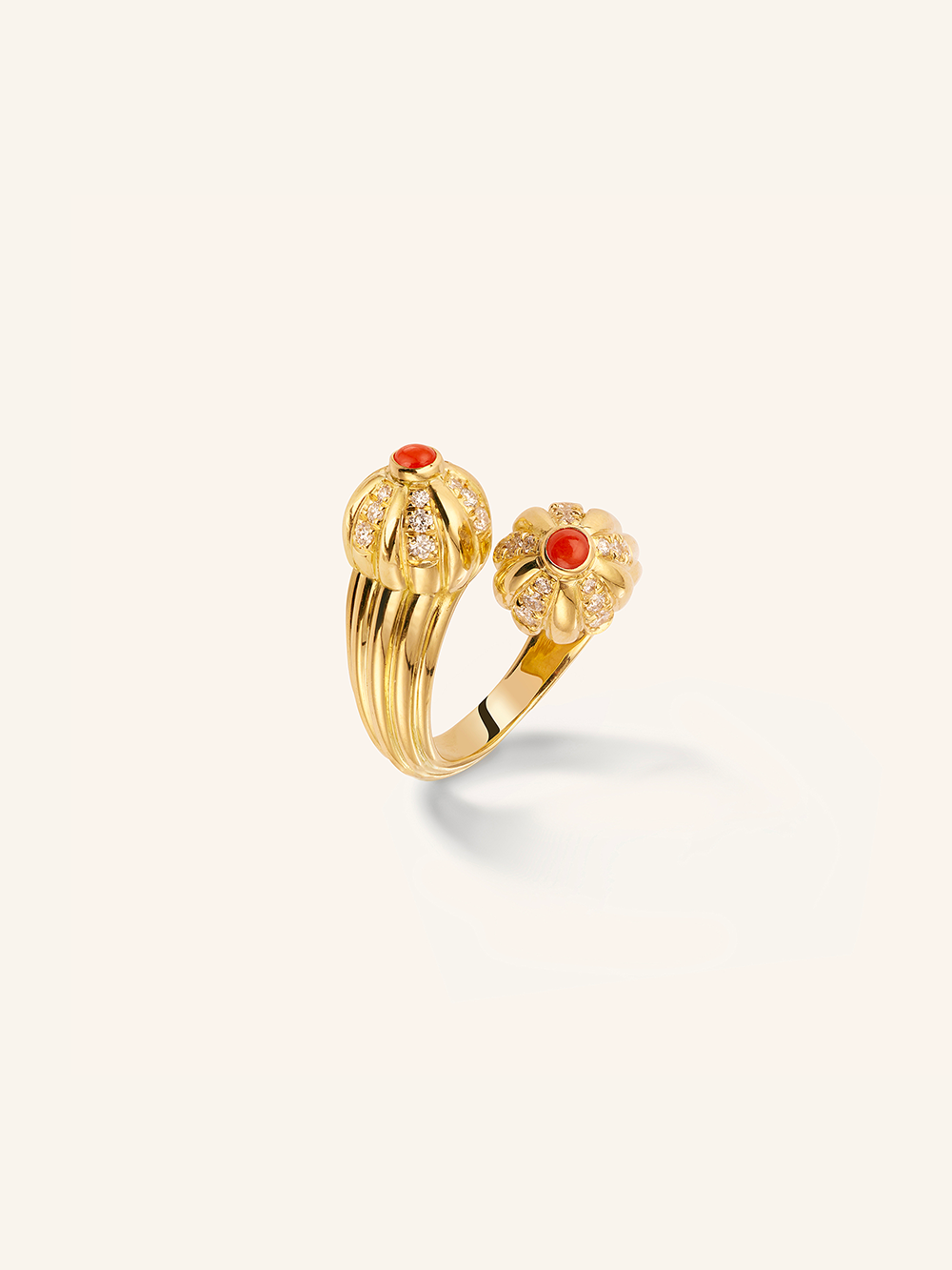 DOUBLE RING GELATO YELLOW CORAL AND DIAMONDS