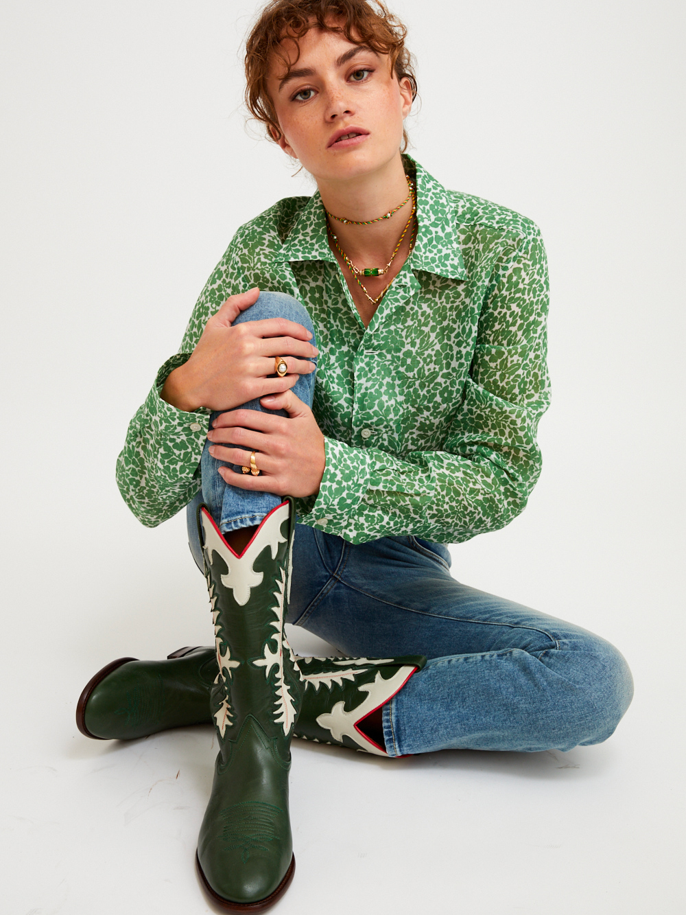 SANTIAG MIDNIGHT TEXAS DARK GREEN BOOTS