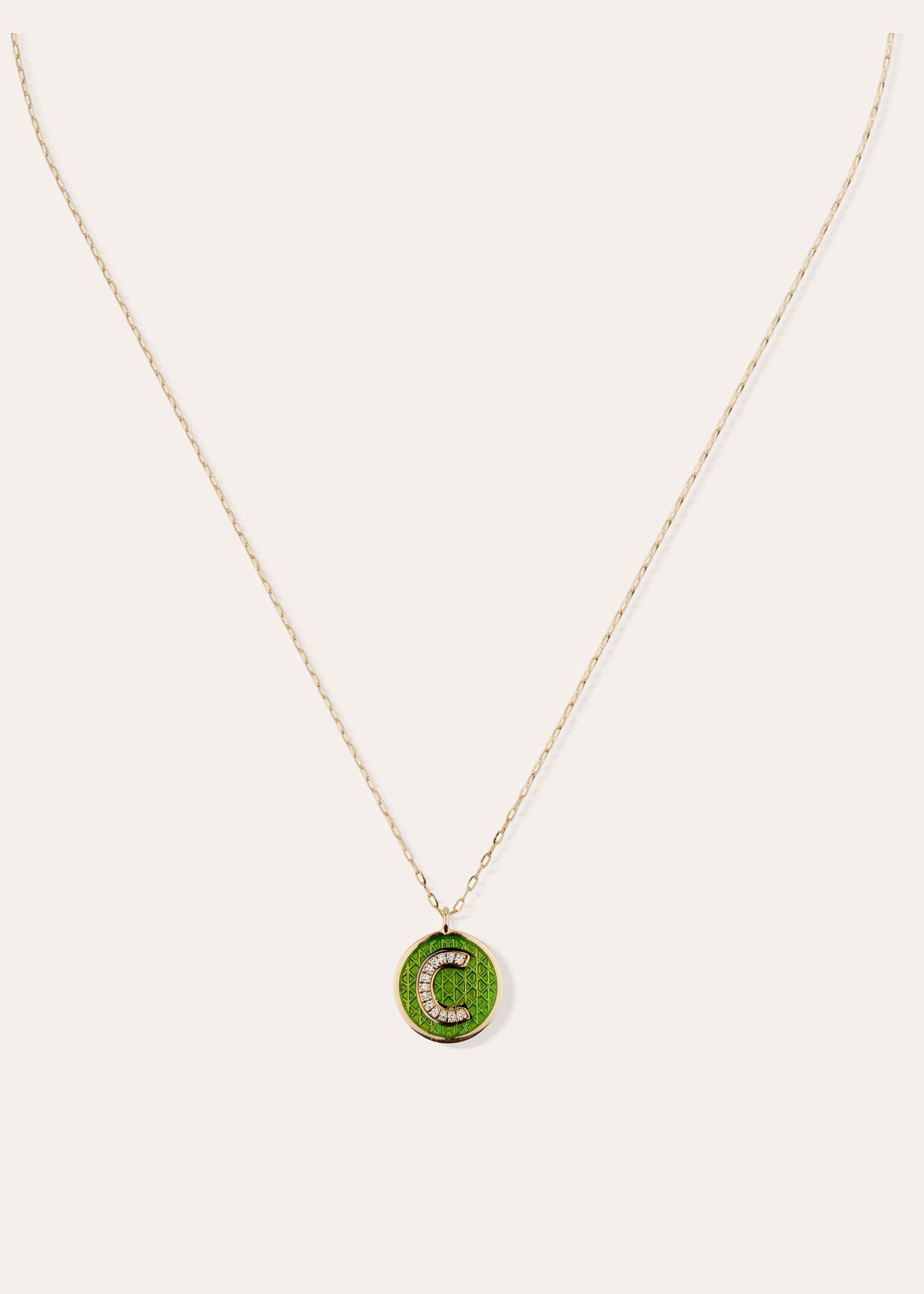 GREEN LETTER C NECKLACE