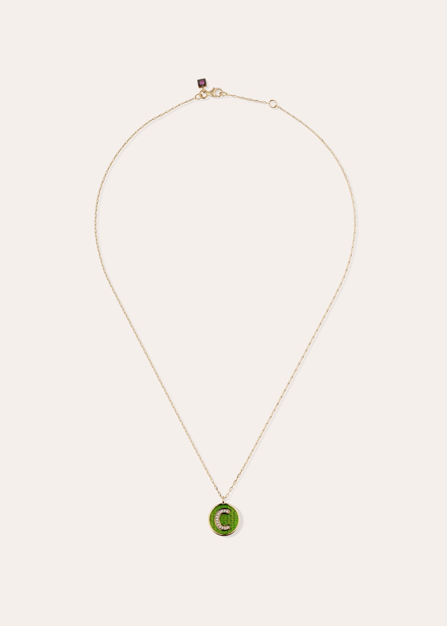 GREEN LETTER C NECKLACE
