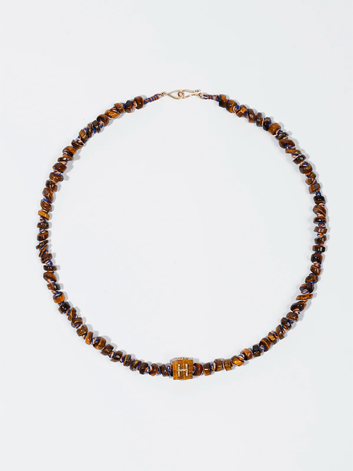 HOPE CUBIX TIGER'S EYE AND DIAMOND NECKLACE